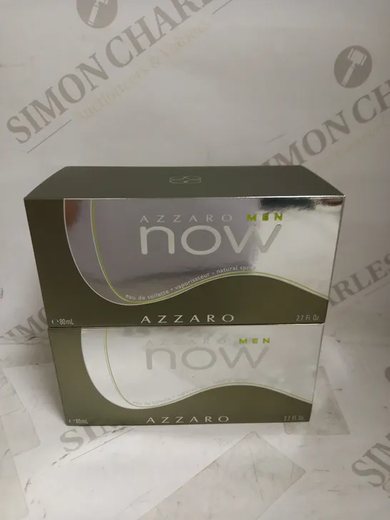 LOT OF 2 X 80ML AZZARO NOW MEN EAU DE TOILETTE SPRAY	