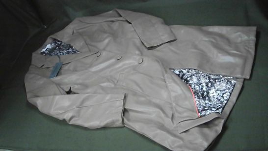 RUTH LANGSFORD BROWN LEATHER LOOK JACKET - UK 14
