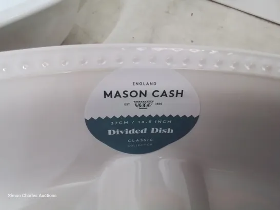 SIX MASON  ASH CLASSIC DIVIDED 37.5cm OVAL SERVING DISHES WHITE 