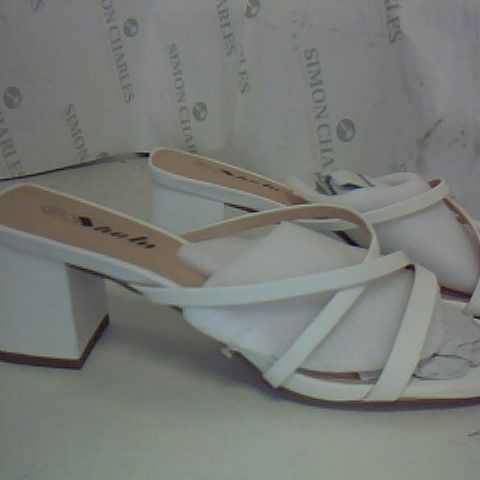 SHE&IN WHITE SLIP ON SMALL HEELED SANDALS SIZE 10