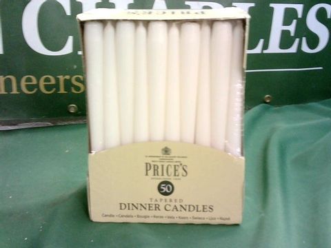 PRICE'S 50 TAPERED DINNER CANDLES 