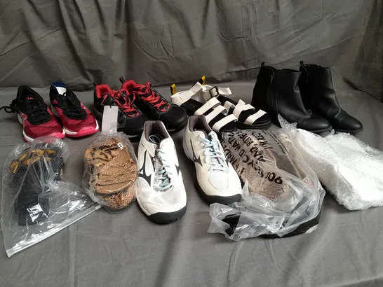 BOX OF APPROX 32 ASSORTED PAIRS OF SHOES TO INCLUDE - CYCLONE SPEED, COLUMBIA, ASICS ETC