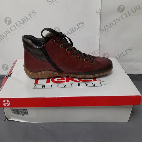 RIEKER ANTISTRESS ANKLE BOOTS BURGUNDY SIZE 4