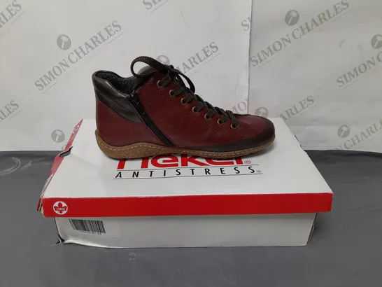 RIEKER ANTISTRESS ANKLE BOOTS BURGUNDY SIZE 4