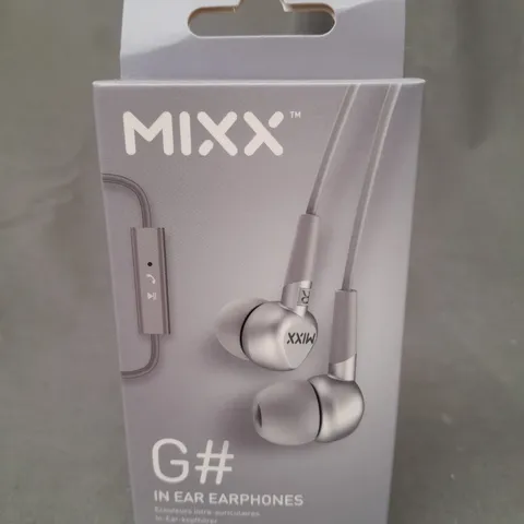 BOX OF APPROXIMATELY 50 MIXX G# IN EAR HEADPHONES IN SILVER