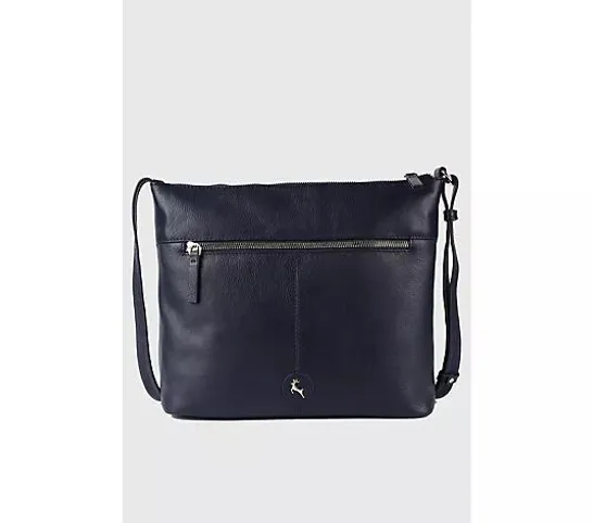 ASHWOOD MEDIUM FRONT POCKET LEATHER CROSSBODY IN NAVY