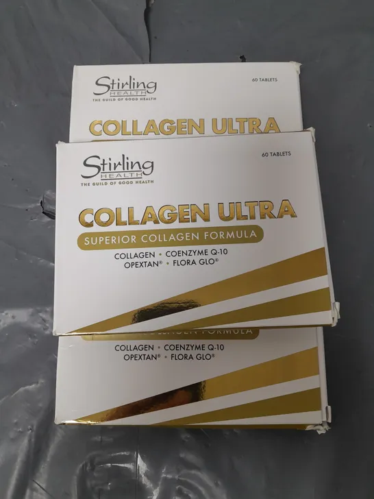 LOT OF 3 STIRLING HEALTH COLLAGEN ULTRA 60-TABLET PACKS