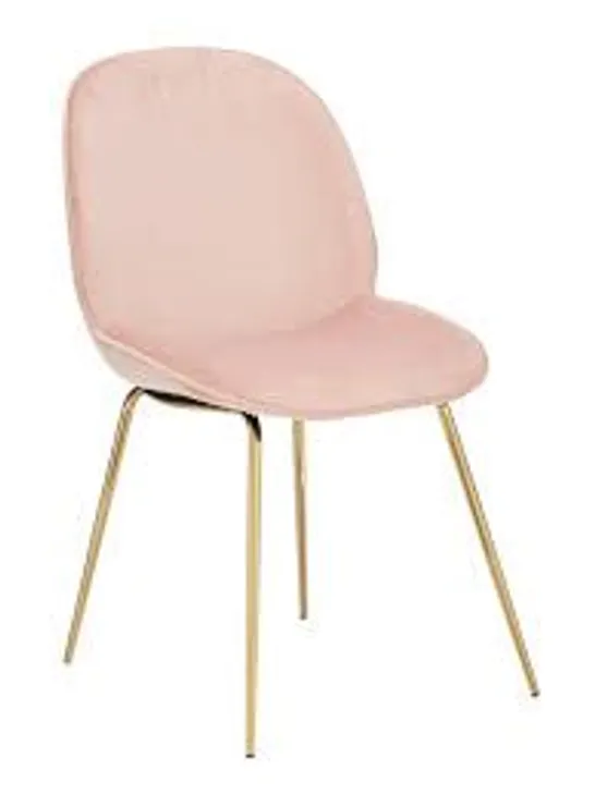 BOXED GRADE 1 SET OF 4 CHOPSTICKS DINING CHAIRS BRASS/PINK (2 BOXES)