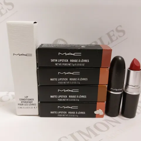 BOX OF APPROX 7 M.A.C ITEMS TO INCLUDE SATIN LIPSTICK, MATTE LIPSTICK AND LIP CONDITIONER