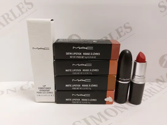 BOX OF APPROX 7 M.A.C ITEMS TO INCLUDE SATIN LIPSTICK, MATTE LIPSTICK AND LIP CONDITIONER