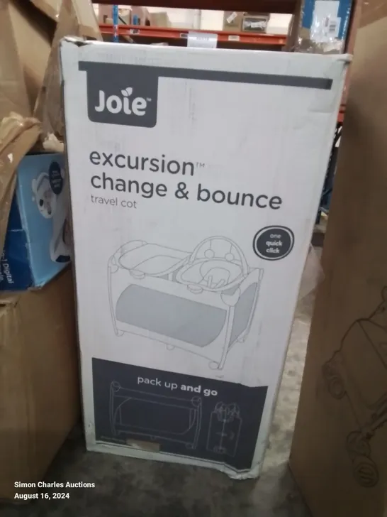 BOXED JOIE EXCURSION CHANGE AND BOUNCE BABY TRAVEL COT