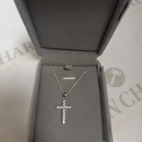 SAY IT WITH DIAMONDS CLAW SET CROSS NECKLACE STERLING SILVER