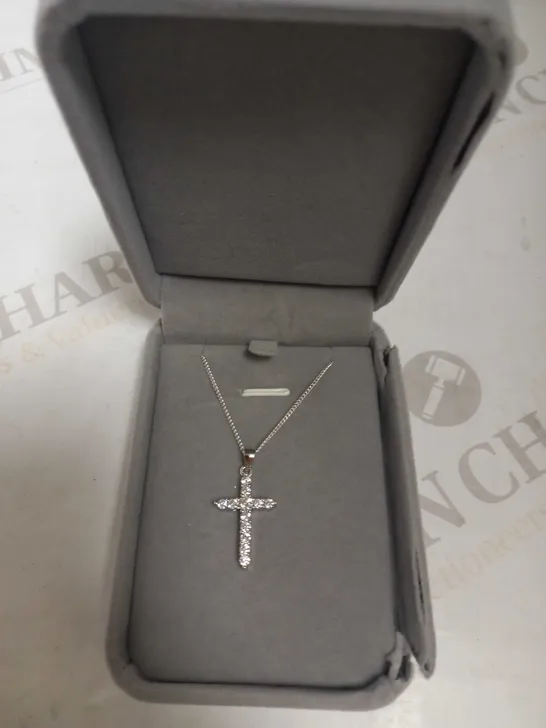 SAY IT WITH DIAMONDS CLAW SET CROSS NECKLACE STERLING SILVER RRP £74