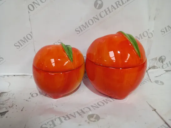 HOMEWORX BY HARRY SLATKIN & CO SET OF 2 CERAMIC PEACH CANDLES // COLLECTION ONLY