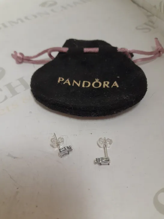 PANDORA SQUARE CRYSTAL STUD EARRINGS  