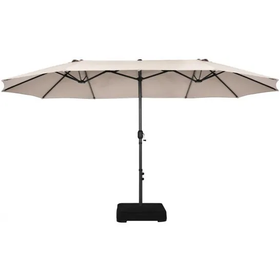 BOXED COSTWAY 13 FEET DOUBLE-SIDED PATIO TWIN TABLE UMBRELLA WITH CRANK HANDLE - BEIGE 