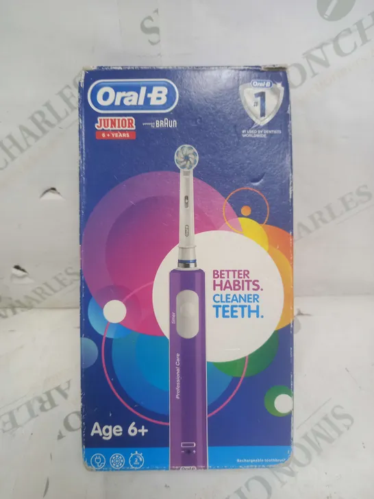 ORAL-B KIDS JUNIOR PURPLE ELECTRIC TOOTHBRUSH FOR AGE 6+ - PURPLE