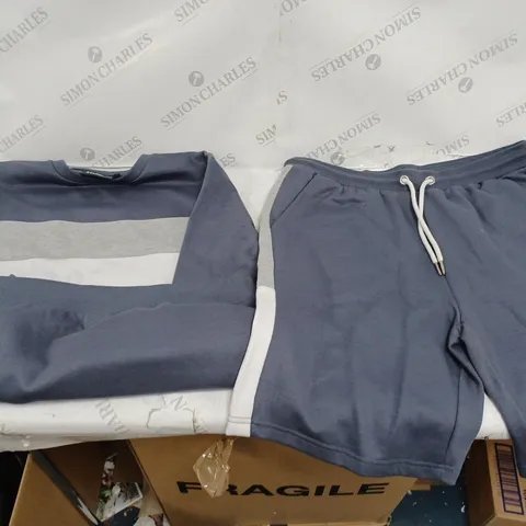 STUDIO LARGE MATCHING SHORTS AND JUMPER IN BLUE/GREY/WHITE