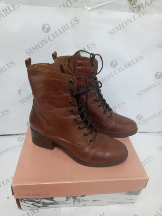 BOXED MODA IN PELLE BEZZIE TAN LEATHER BOOTS SIZE 7