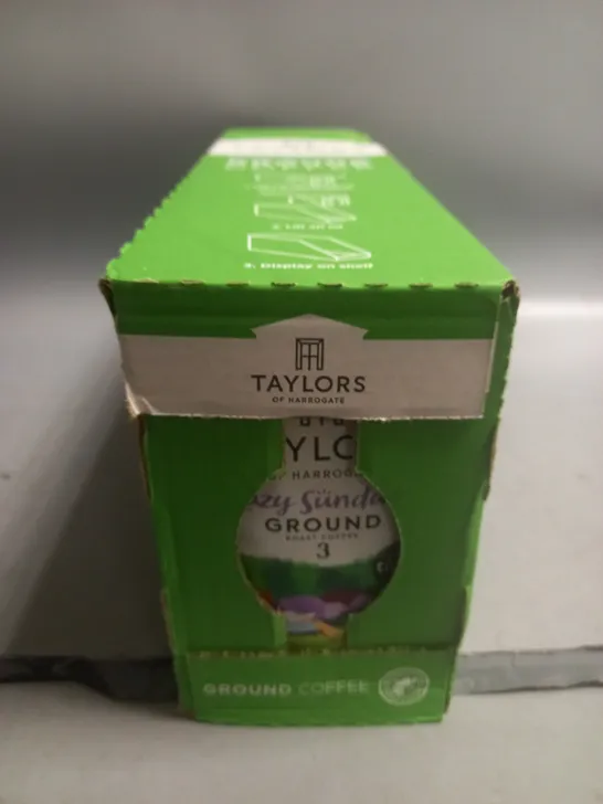 BOXED CONTAINING 6 200G PACKS OF TAYLORS LAZY SUNDAY GROUND COFFEE 