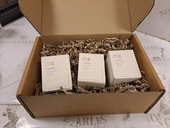 BOXED SET OF 3 CB2 UNWIND CBD CANDLE 