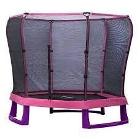 BOXED PLUM 7FT JUNIOR JUMPER SPRINGSAFE TRAMPOLINE AND ENCLOSURE PINK/PURPLE PVC (2 BOXES)