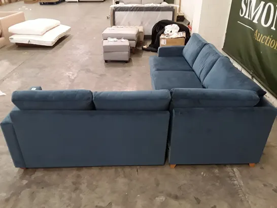 QUALITY DESIGNER FYFIELD 7 SEATER CORNER SOFA - BLUE FABRIC