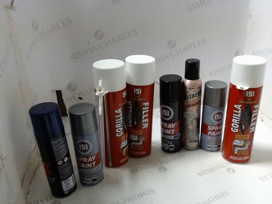 LOT OF ASSORTED ITEMS TO INCLUDE; SPRAY PAINT, EXPANDING FOAM ETC