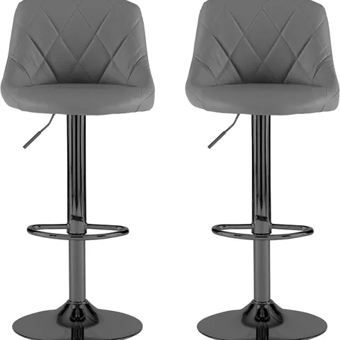 BOXED NEO SET OF 2 MADRID FAUX LEATHER BAR STOOLS - DARK GREY (1 BOX)