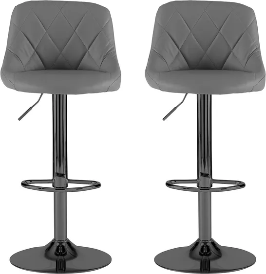 BOXED NEO SET OF 2 MADRID FAUX LEATHER BAR STOOLS - DARK GREY (1 BOX)