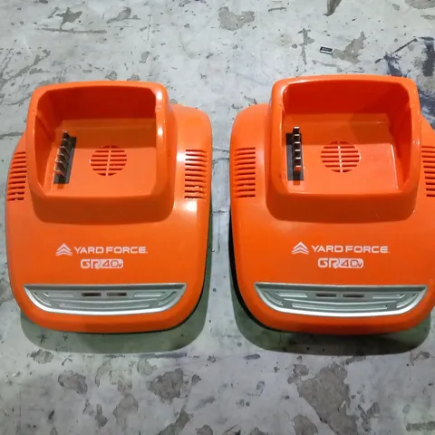 TWO YARDFORCE GR40V BATTERY CHARGERS