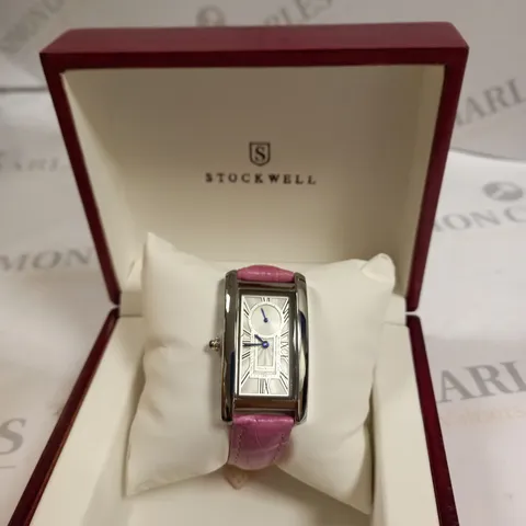 MENS STOCKWELL WATCH STAINLESS STEEL DIAL PINK LEATHER STRAP 