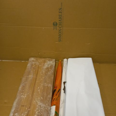 LOT OF ASSORTED HOUSEOLD ITEMS TO INCLUDE KIDS UMBRELLAS, SHELVES AND WHITEBOARDS
