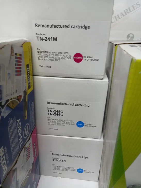 LOT OF 9 ASSORTED PRINTER ITEMS TO INCLUDE HP MAINTENANCE KIT ML-PMK65K/SEE AND VARIOUS TONER CARTRIDGES