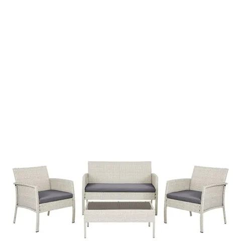 BOXED GRADE 1 ATHENS GREY SOFA SET 2 SINGLE CHAIRS, 1 DOUBLE CHAIR AND 1 TABLE (1 BOX)