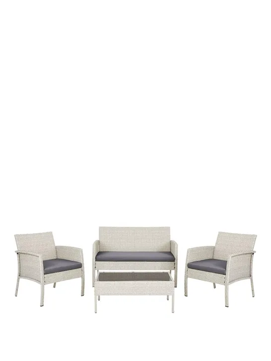 BOXED ATHENS GREY SOFA SET 2 SINGLE CHAIRS, 1 DOUBLE CHAIR AND 1 TABLE (1 BOX) RRP £279.99