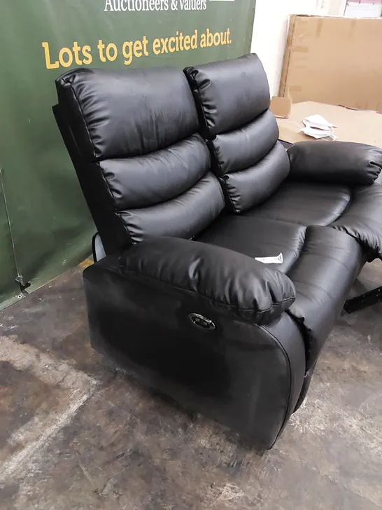 DESIGNER FAUX LEATHER RECLINER SOFA - BLACK 