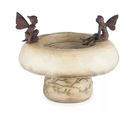 MY GARDEN STORIES FAIRY GATHERING BIRD BATH RUSTY GREY