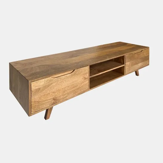 BOXED CANANT SOLID WOOD TV STAND FOR TVS 