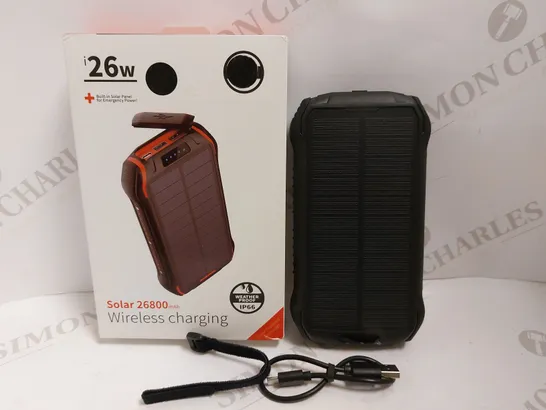 BOXED I26W SOLAR WIRELESS POWER BANK - 26800MAH