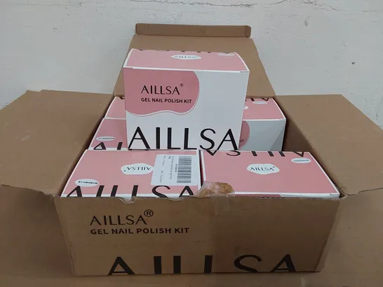 BOX OF APPROXIMATELY 6X AILLSA GEL NAIL POLISH KITS - APPROXIMATELY 6X 8ML NAIL POLISH PER KIT (1 BOX)