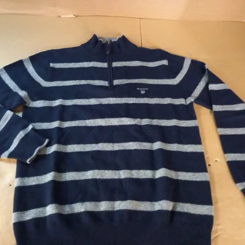 GANT QUARTER ZIP STRIPED TOP - M