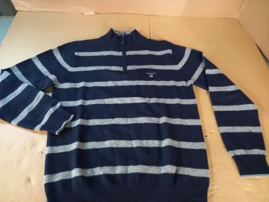 GANT QUARTER ZIP STRIPED TOP - M