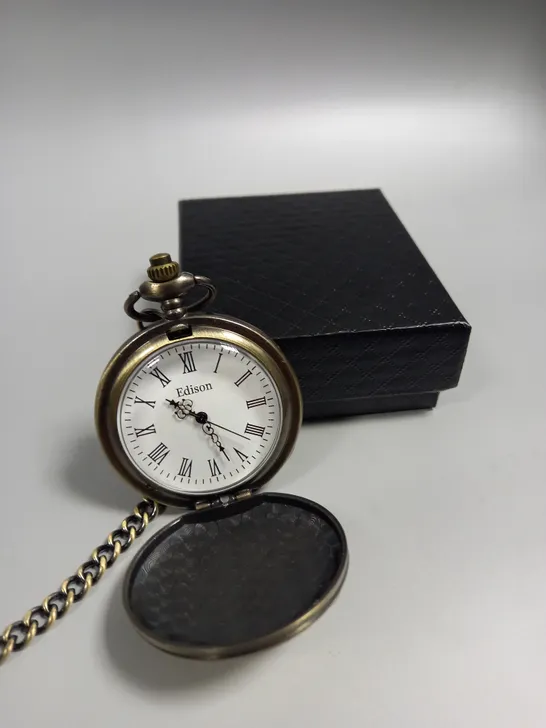 MENS EDISON POCKET WATCH WITH CHAIN 