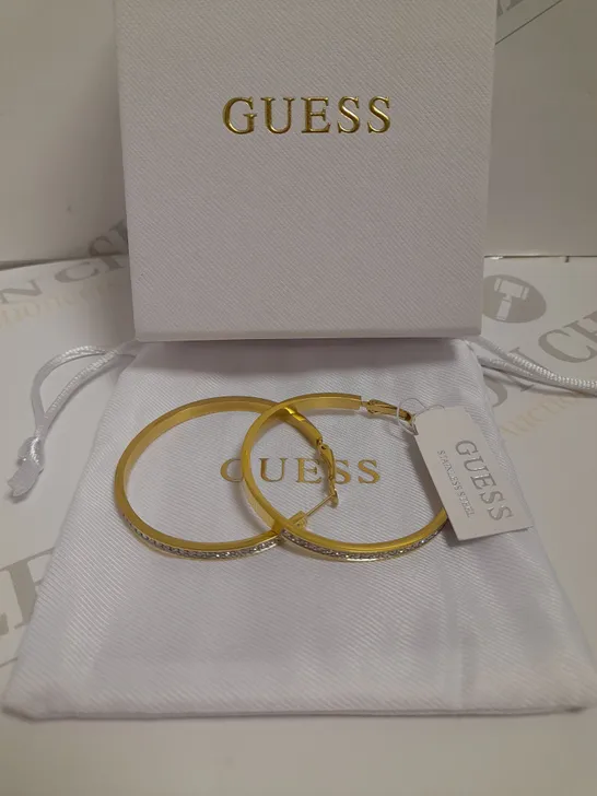 GUESS COLOR MY DAY 50MM CLEAR YELLOW/GOLD HOOP EARRINGS  RRP £40