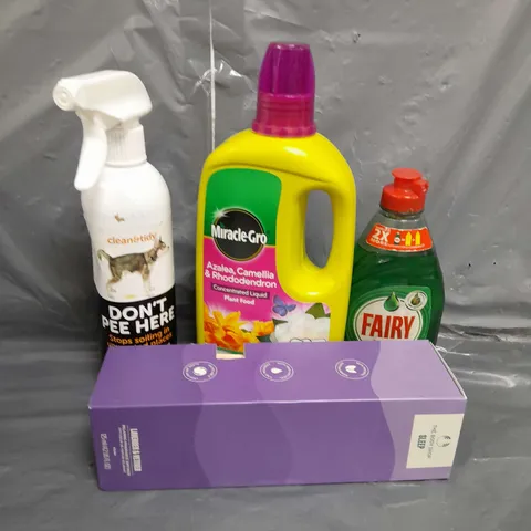 BOX OF APPROX 10 CLEANING PRODUCTS TO INCLUDE WASHING UP LIQUID , DIFFUSERS , PLANT FOOD , ETC  - COLLECTION ONLY