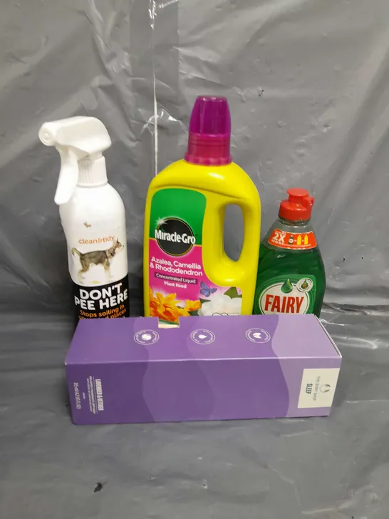 BOX OF APPROX 10 CLEANING PRODUCTS TO INCLUDE WASHING UP LIQUID , DIFFUSERS , PLANT FOOD , ETC  - COLLECTION ONLY