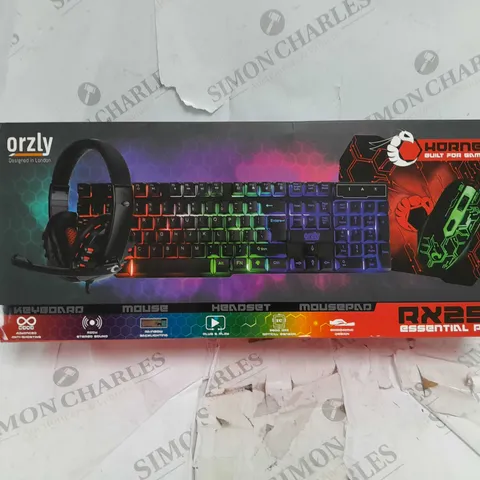 ORZLY RX250 ESSENTIAL PACK INCLUDING KEAYBOARD, MOUSE, HEADSET, MOUSEPAD