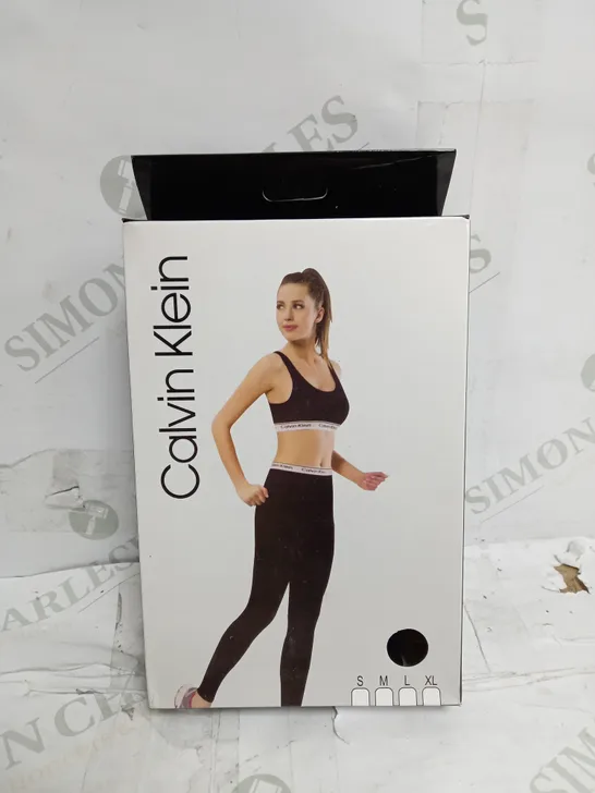 CALVIN KLEIN WOMENS SPORTS BRA & LEGGINGS SET - SIZE LARGE