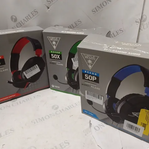APPROXIMATELY 10 BOXED HEADSETS TO INCLUDE TURTLE BEACH RECON 50X, TURTLE BEACH RECON 70, TURTLE BEACH RECON 50P, ETC